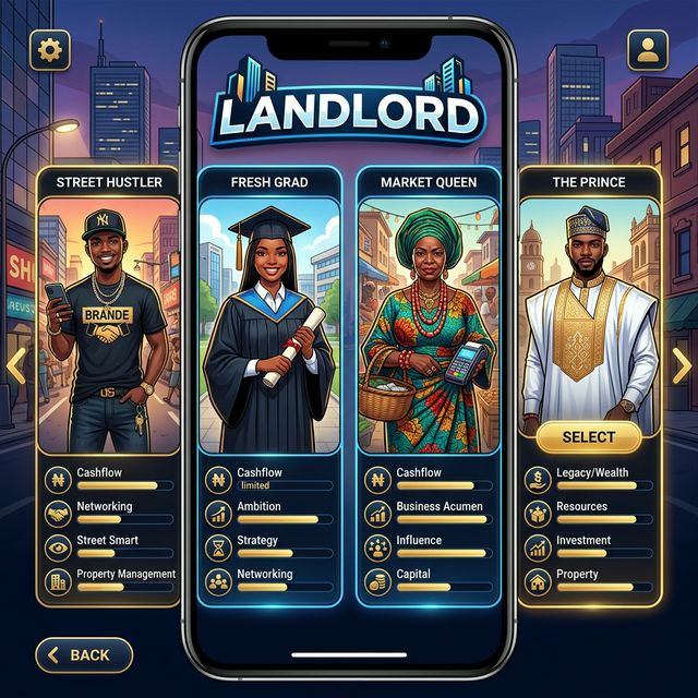 Character selection screen with Landlord roles.