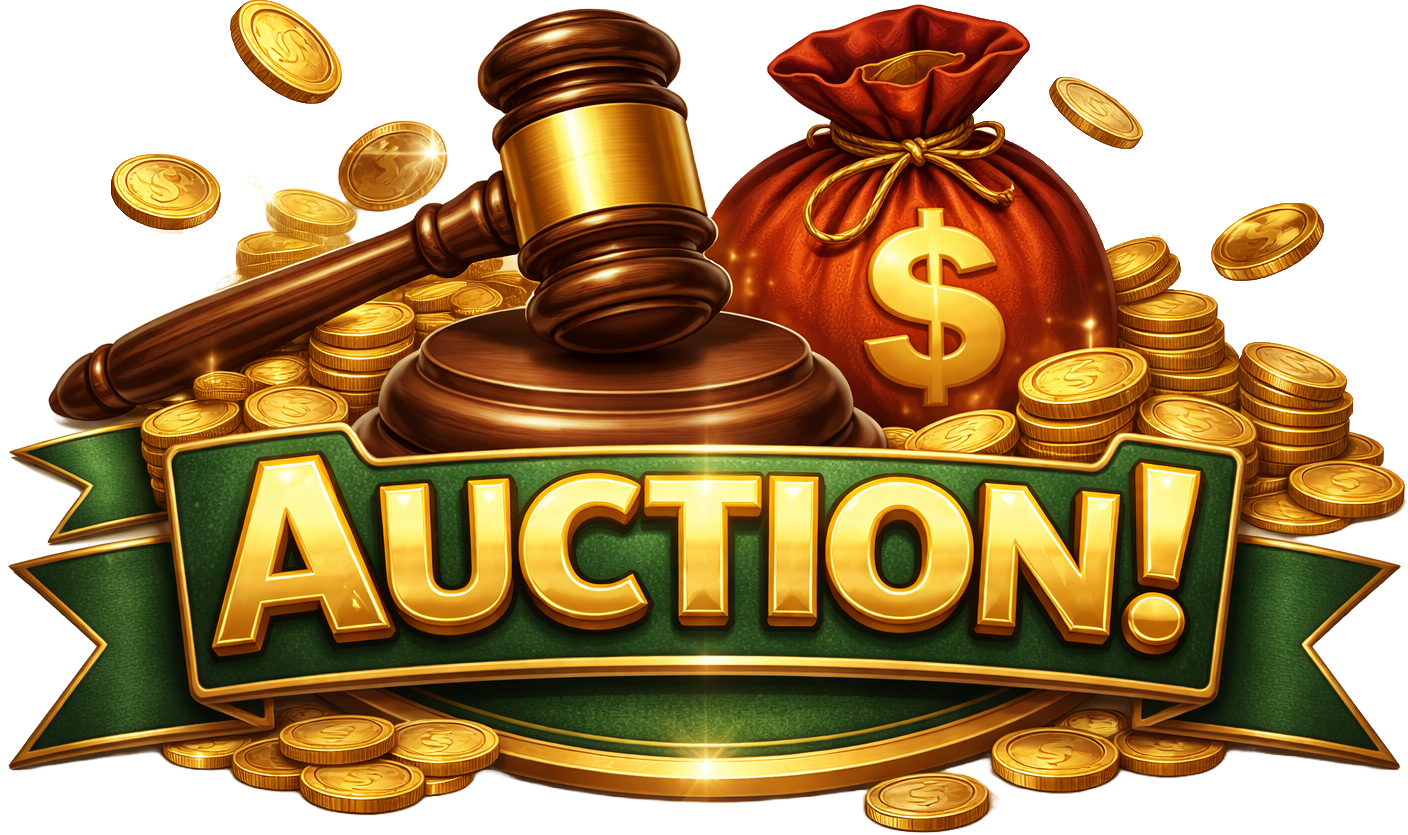 Auction scene: bid for properties other players passed on.